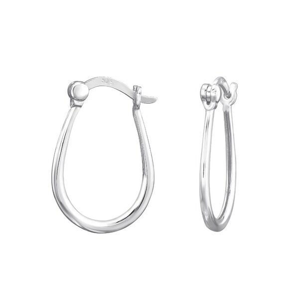 Sterling Silver French Lock Hoop Earrings - Picture 1 of 1